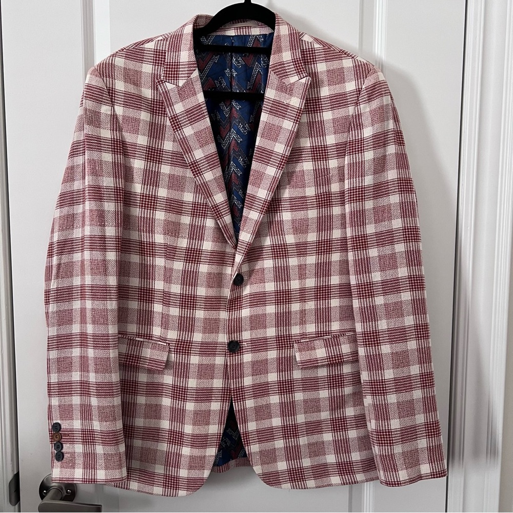 Haight & Ashbury | Red Sport Coat with Plaid Pattern
